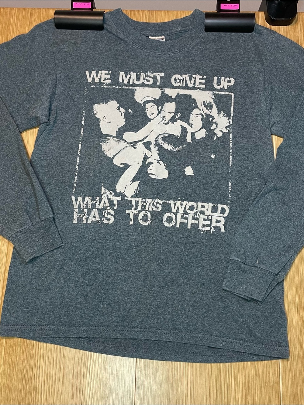 Vintage Gildan Youth Medium Long Sleeve Shirt We Must Give Up Born For Battle